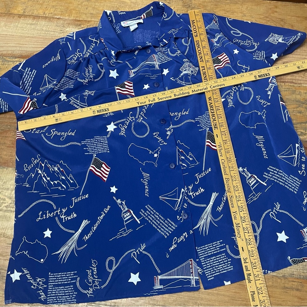 A Personal Touch 2X Button Down Shirt Top Leaves Print Short Sleeve Made USA - Picture 4 of 7